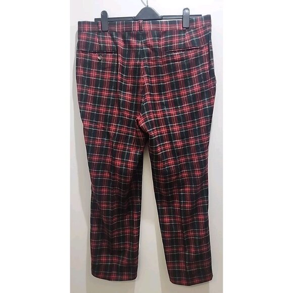 NWOT Golf Red Plaid HUNTINGTON Scotlandish Pattern Dress Pants Wool 40 X28 Santa - Picture 5 of 9